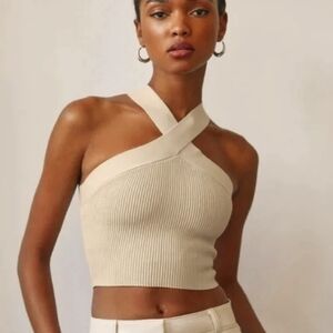 Abercrombie ottoman halter crop top